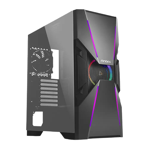 Antec DA601 Mid Tower Gaming Cabinet Support ATX, M-ATX, E-ATX Motherboard with Tempered Glass Side Panel Regular Fan in Rear Preinstalled.png